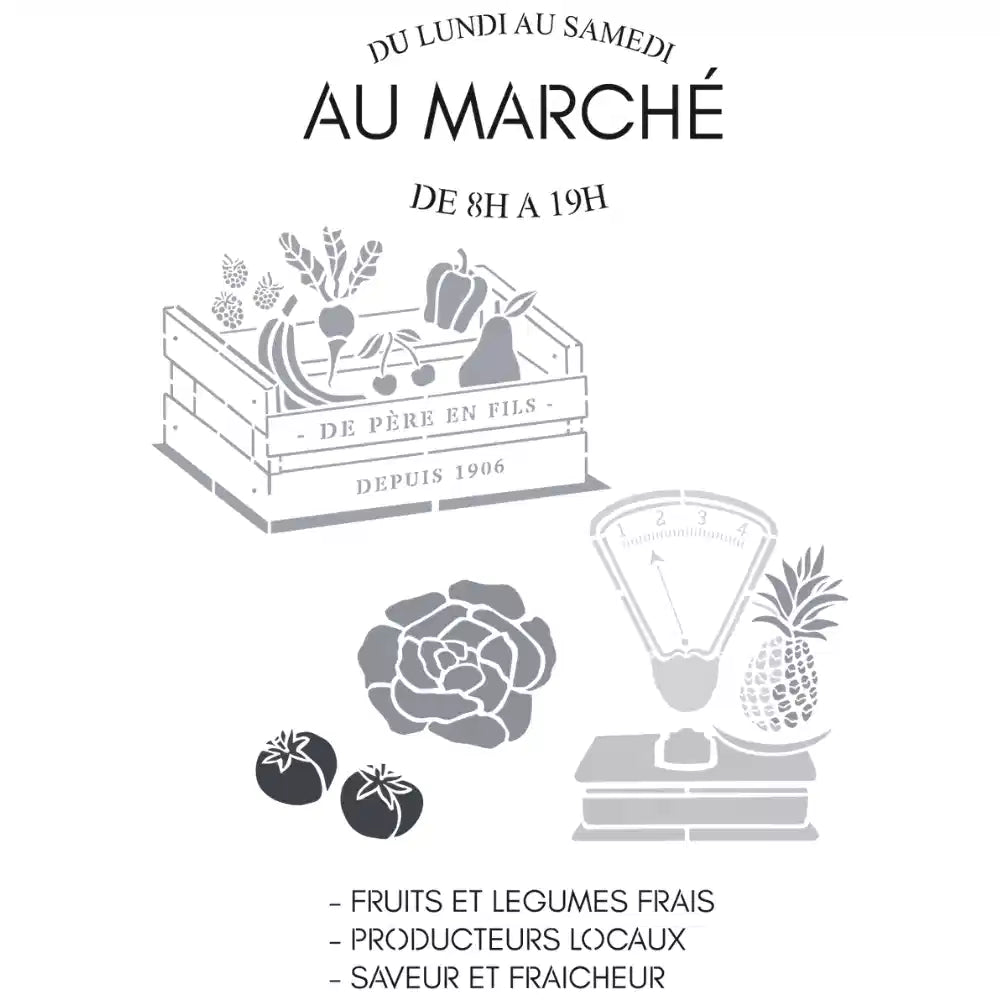 Pochoir déco Affiche Au marché