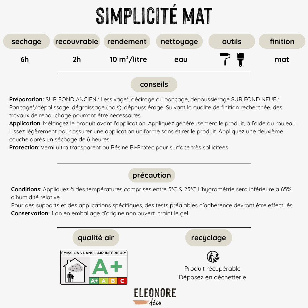 Fiche-technique-Simplicite-Mat- Peinture meuble et cuisine Eléonore Déco