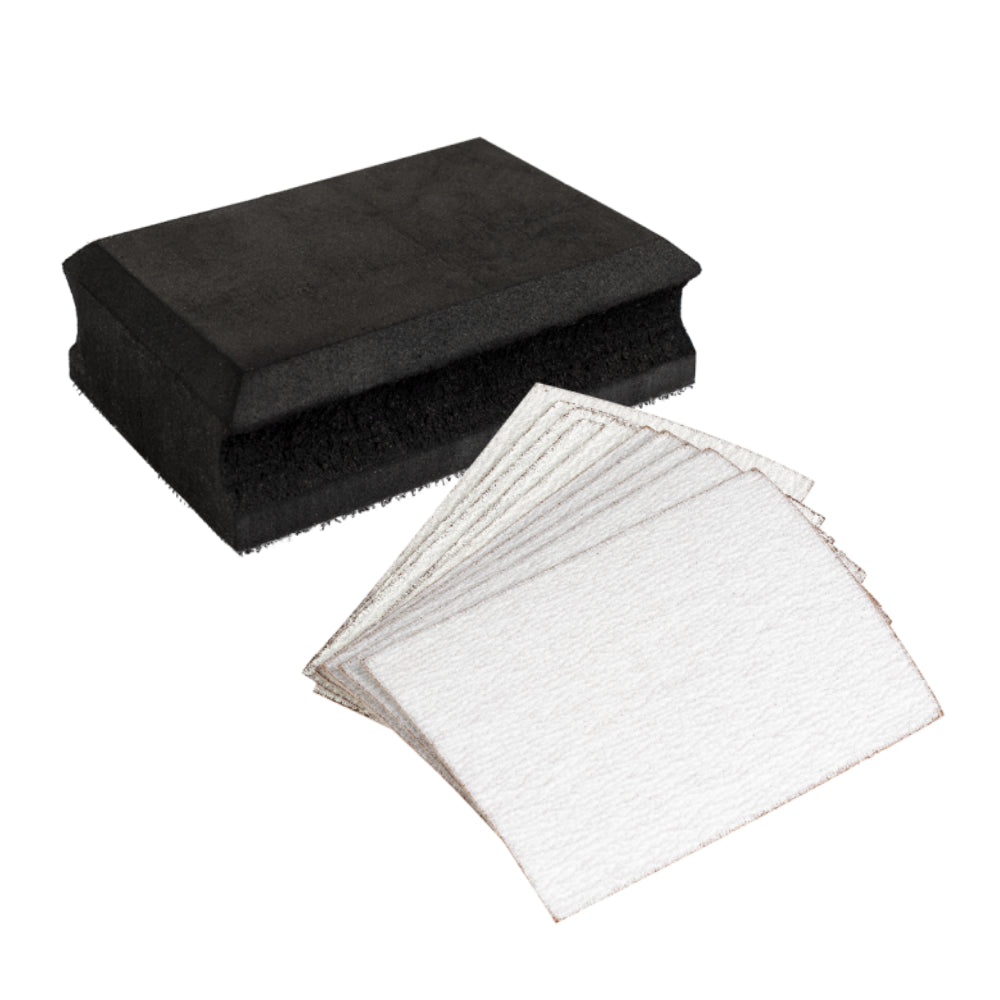 Cale à poncer auto-agrippante + lot de 10 abrasifs