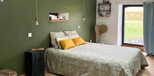 Mur peint avec peinture kaki Eléonore Déco