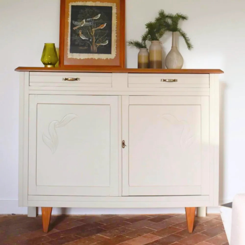 Buffet en bois entièrement relooké en Blanc