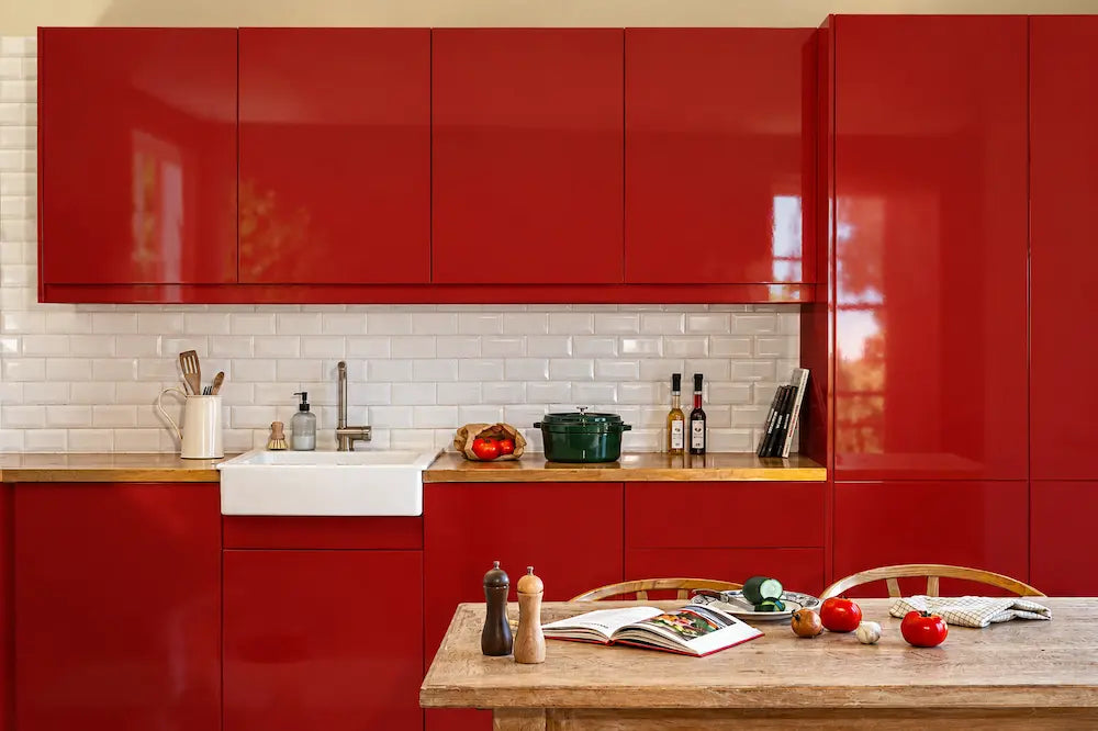 Cuisine Ikea laquée rouge