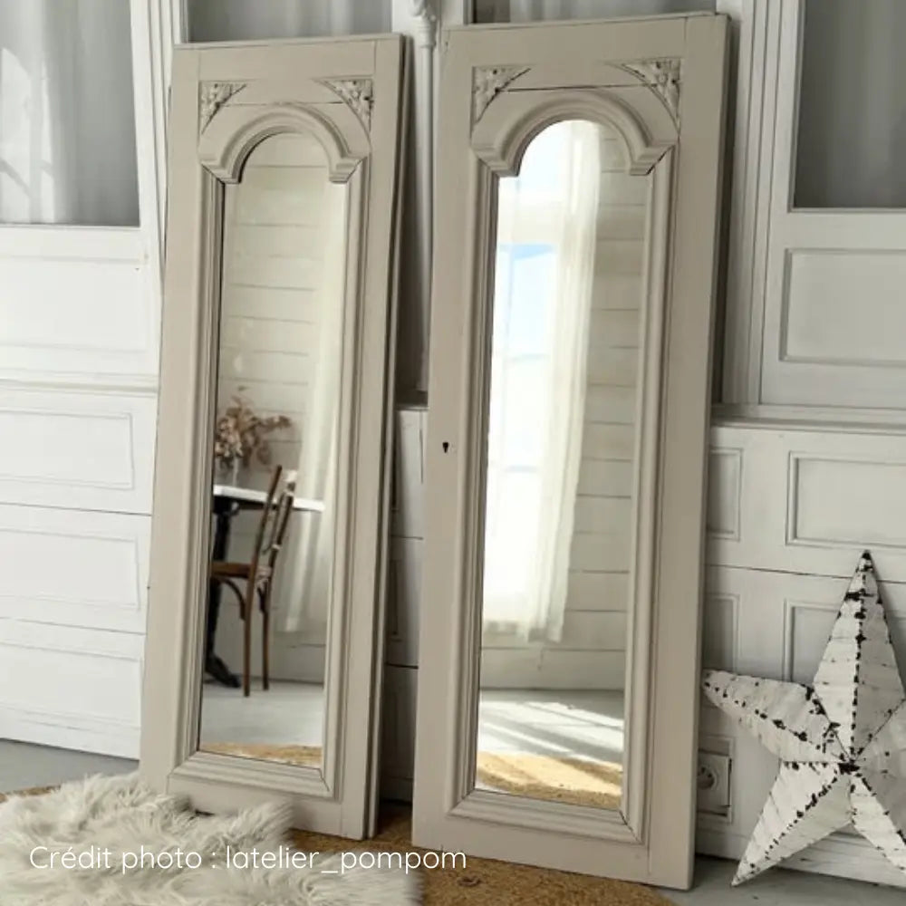 Paire de miroirs Art déco nettoyés et peint Soie sauvage