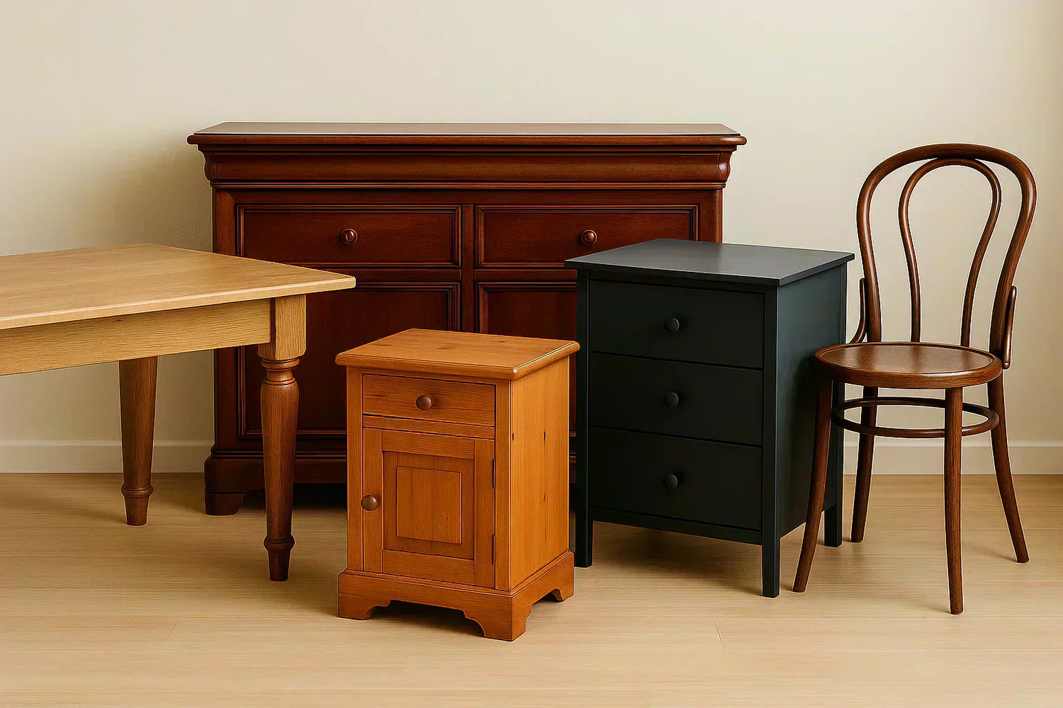 Top 5 des meubles à relooker : commode - buffet - chaise - table - chevet