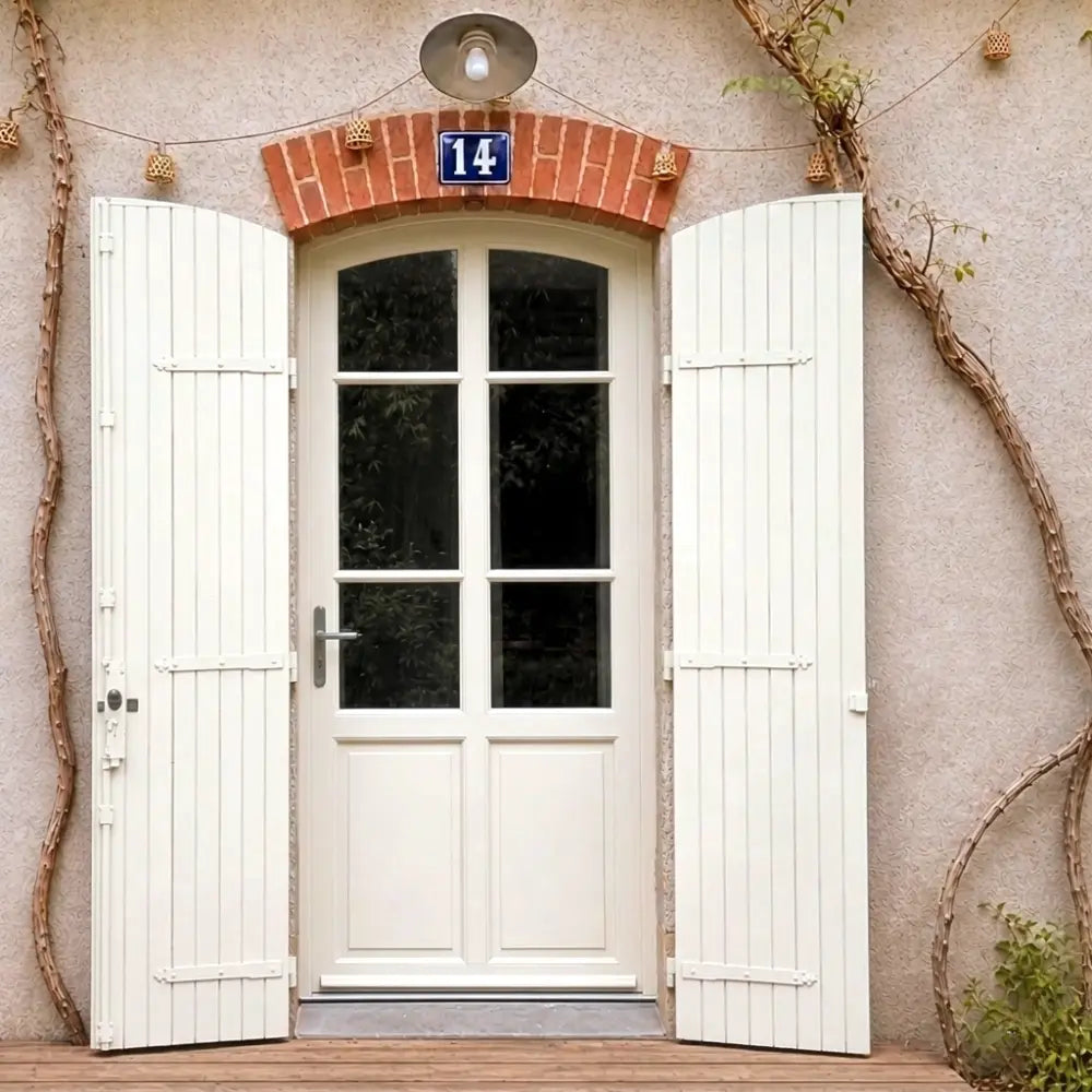 Porte et volets peints avec la peinture bois extérieur Eléonore Déco couleur Blanc