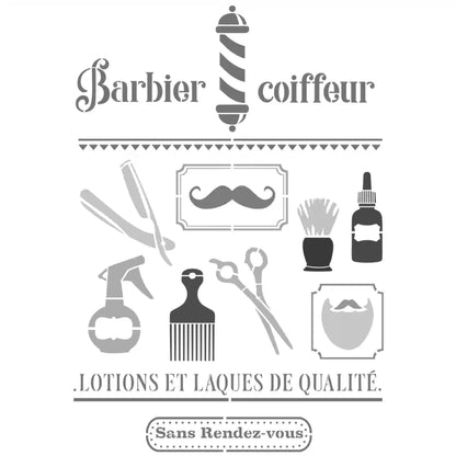 Pochoir déco Affiche Barbier coiffeur