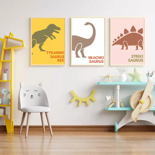 Lot de 3 Pochoirs déco Affiches Dino