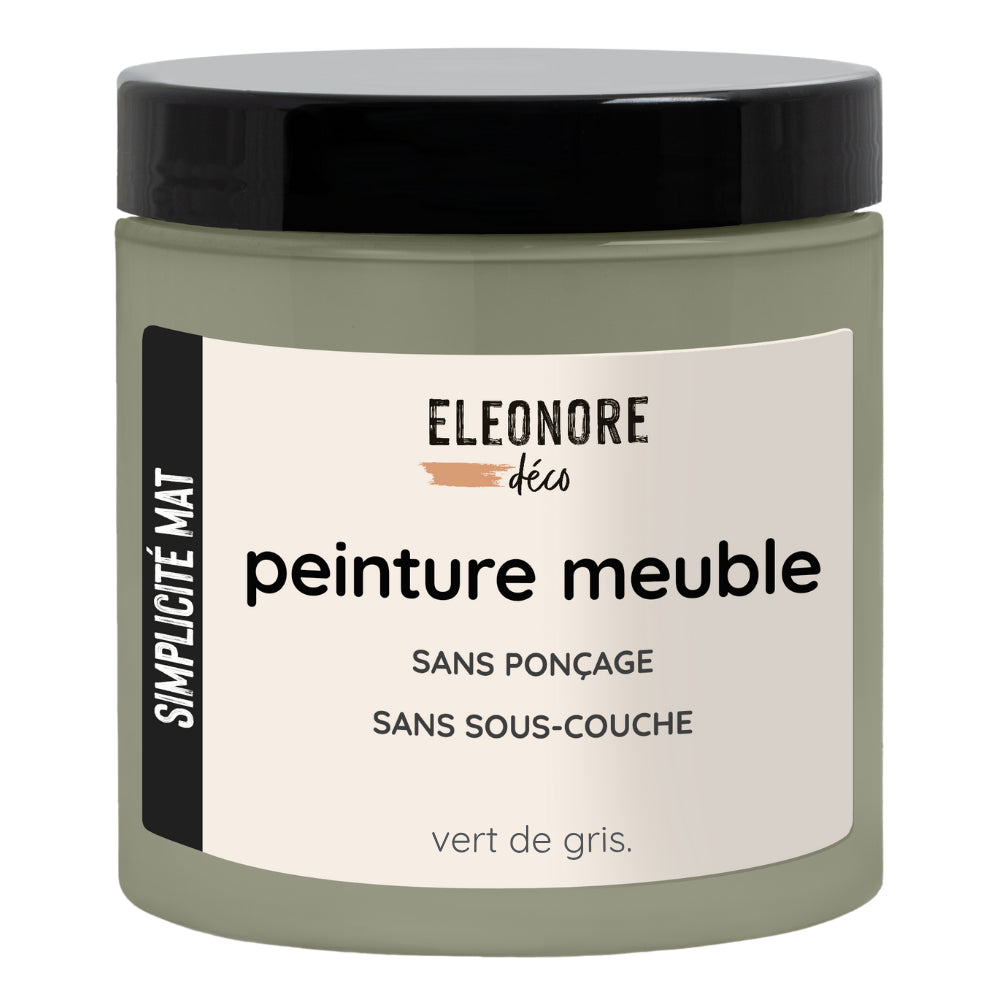 Peinture meuble et cuisine pour bois et mélaminé -  Sans sous-couche  - Simplicité mat Eléonore Déco couleur Vert de gris