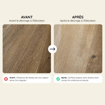 Avant après décirage d’un bois avec Eleoclean.