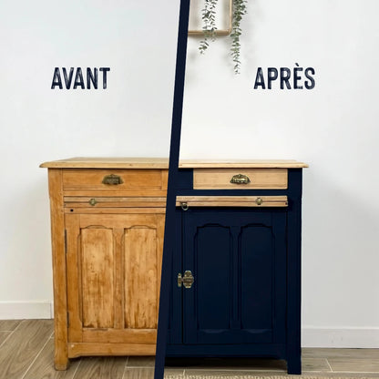 Buffet en bois relooké couleur Abysses  - peinture Eléonore Déco