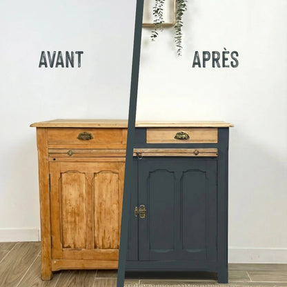Buffet en bois relooké couleur Anthracite - peinture Eléonore Déco