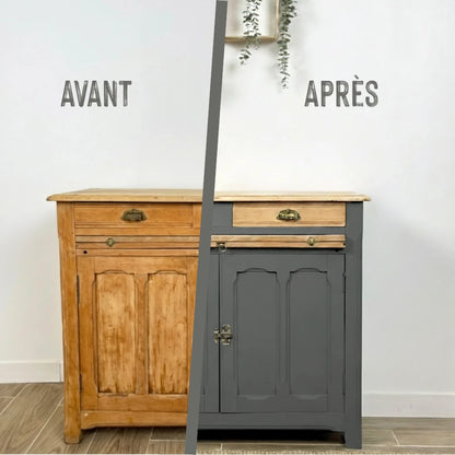 Buffet en bois relooké couleur Basalte - peinture Eléonore Déco