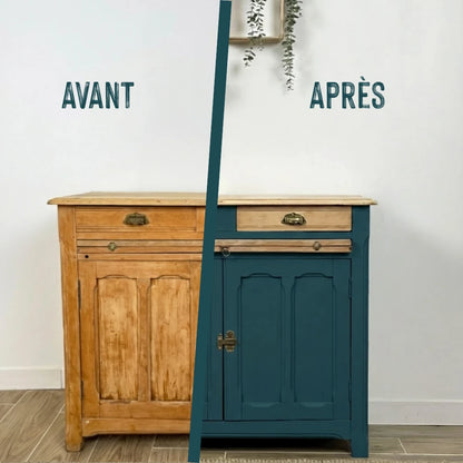 Buffet en bois relooké couleur Bleu nuit - peinture Eléonore Déco