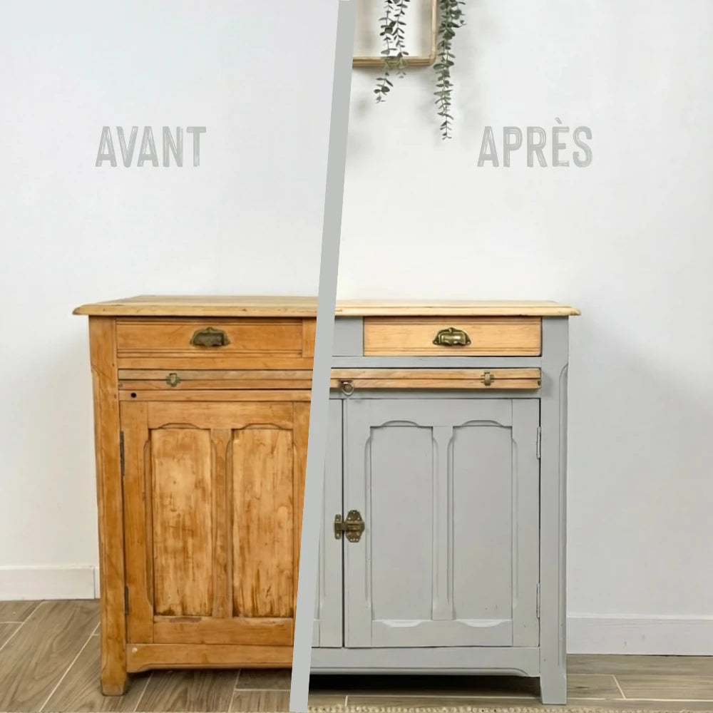 Buffet en bois relooké couleur Calcaire - peinture Eléonore Déco