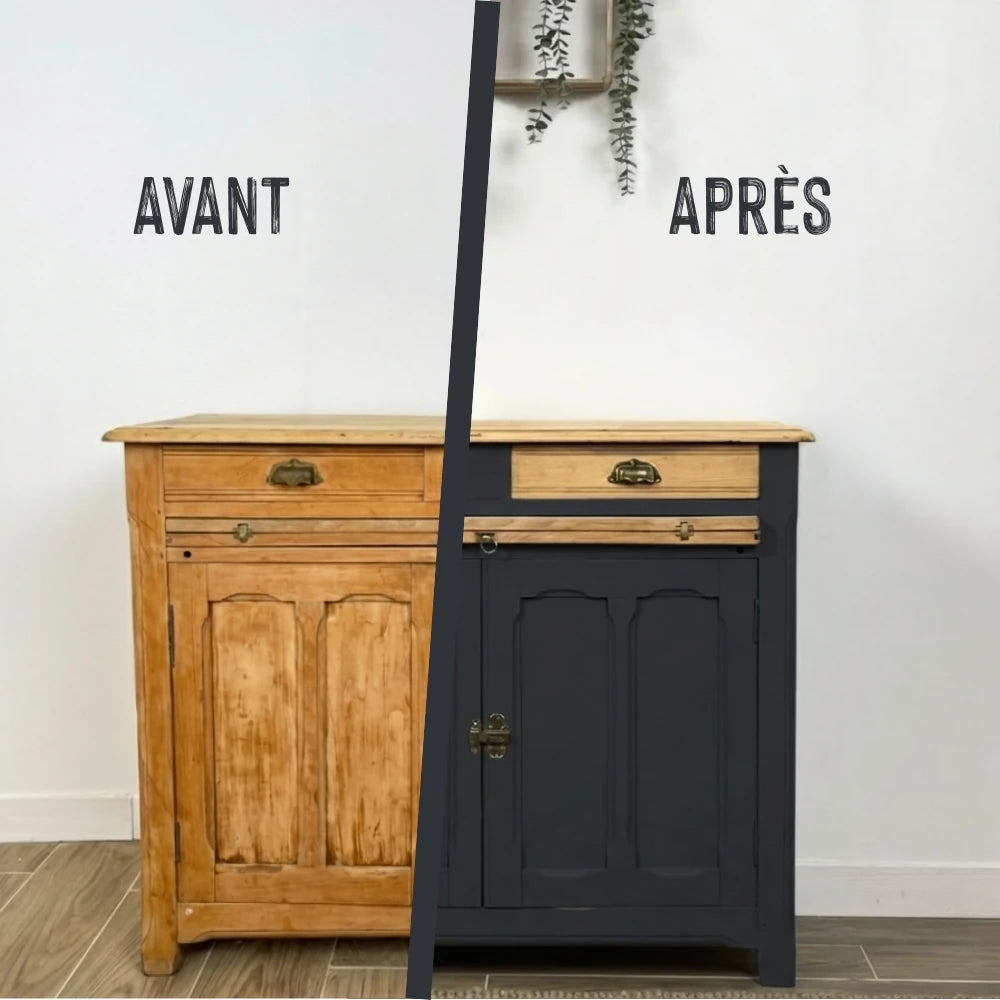 Buffet en bois relooké couleur Carbone - peinture Eléonore Déco