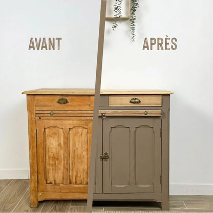 Buffet en bois relooké couleur Chamois - peinture Eléonore Déco
