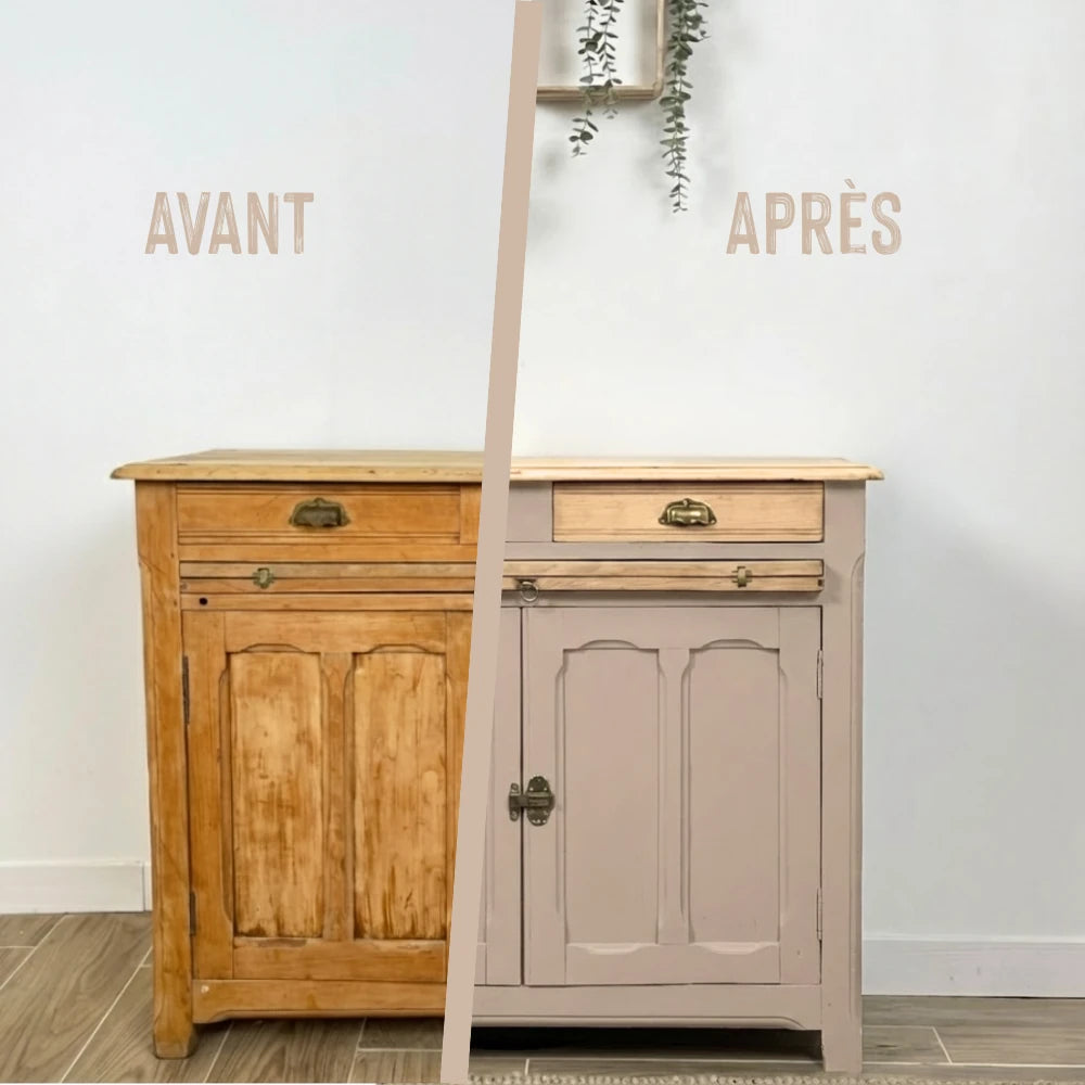 Buffet en bois relooké couleur Désert - peinture Eléonore Déco