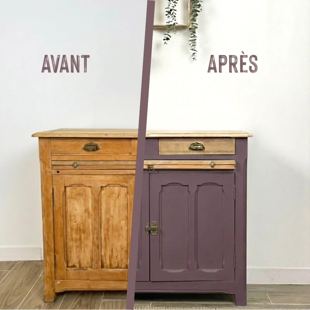 Buffet en bois relooké couleur Figue - peinture Eléonore Déco