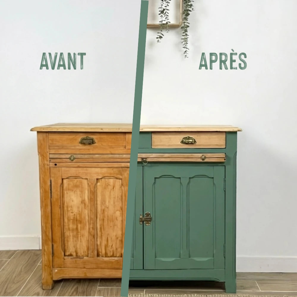 Buffet en bois relooké couleur Fougères - peinture Eléonore Déco