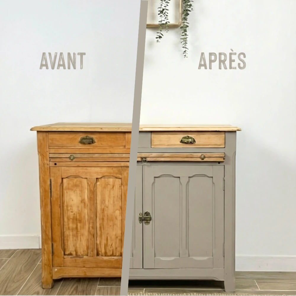 Buffet en bois relooké couleur Gris de suède - peinture Eléonore Déco