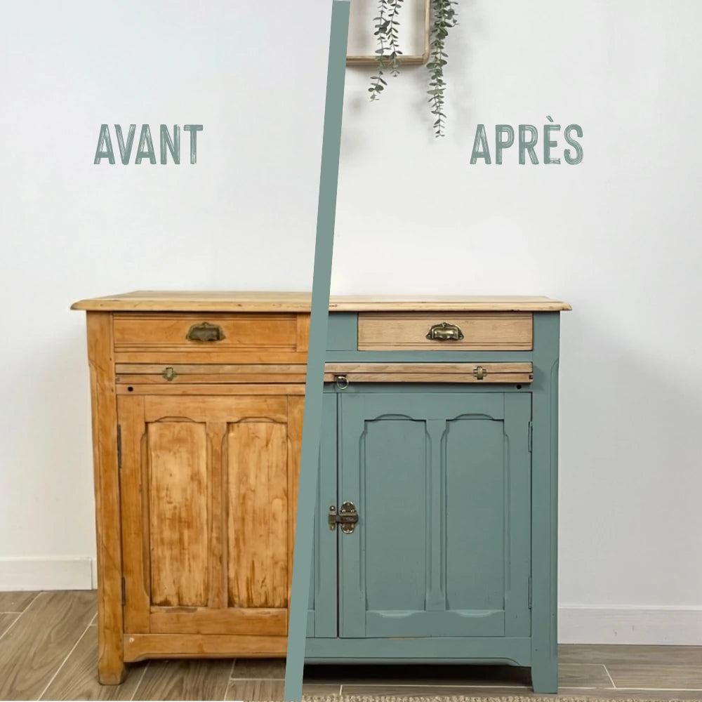 Buffet en bois relooké couleur Impérial - peinture Eléonore Déco