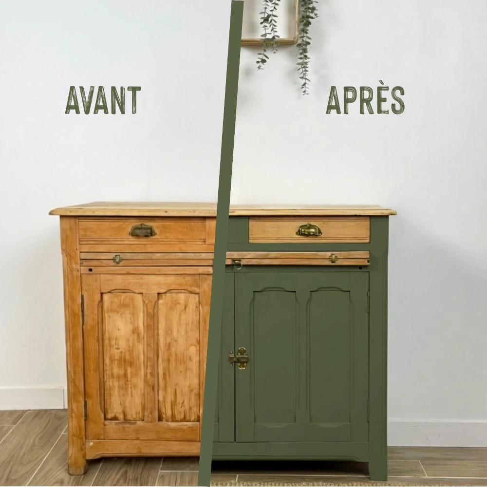 Buffet en bois relooké couleur Mélèze - peinture Eléonore Déco