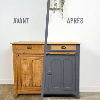 Buffet en bois relooké couleur Météorite - peinture Eléonore Déco
