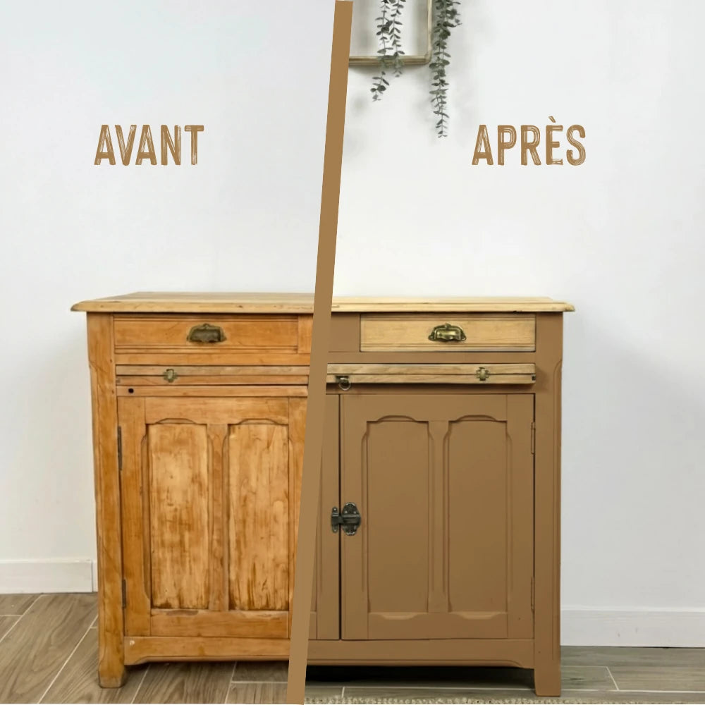 Buffet en bois relooké couleur Moka - peinture Eléonore Déco