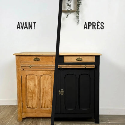 Buffet en bois relooké couleur Noir - peinture Eléonore Déco