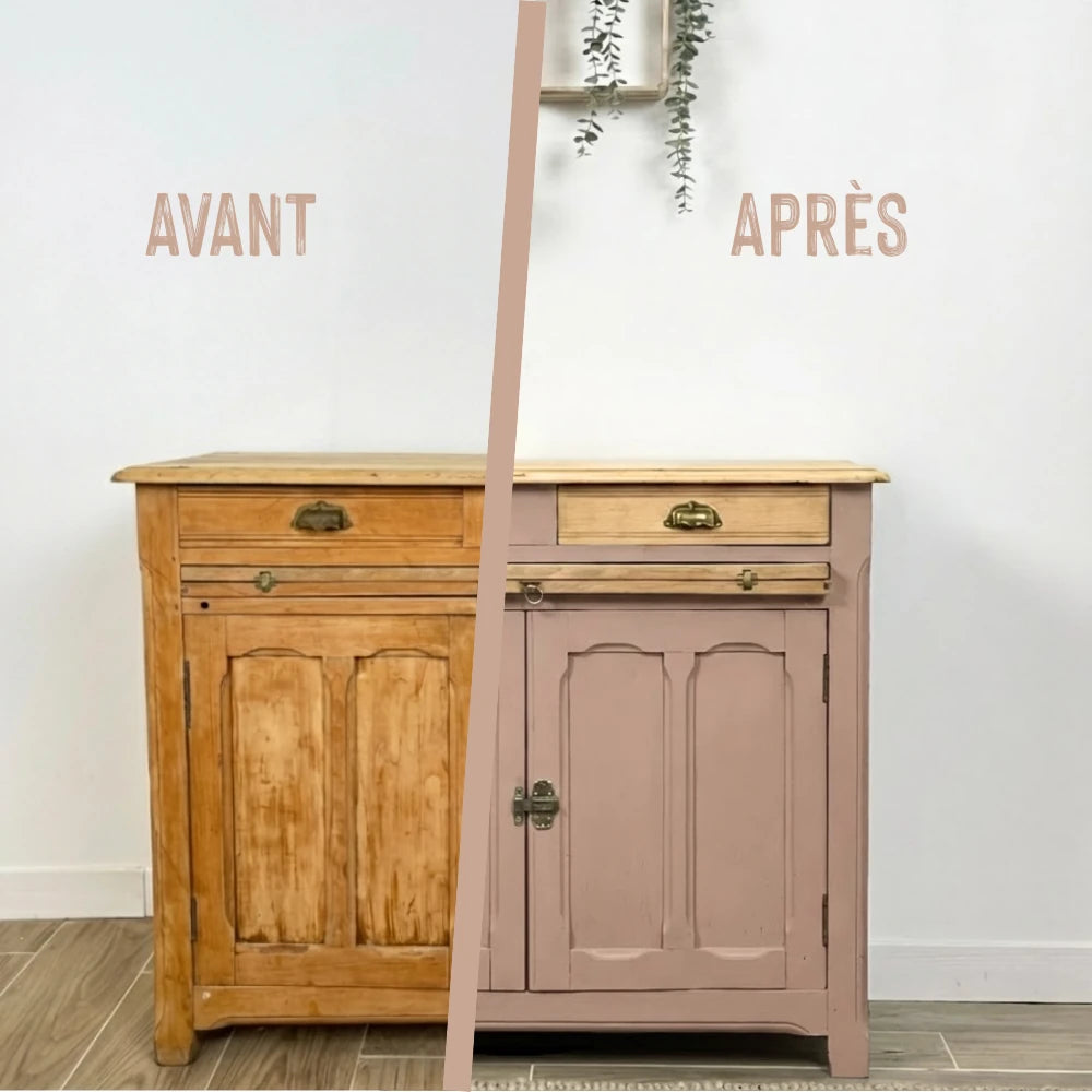 Buffet en bois relooké couleur Nude - peinture Eléonore Déco