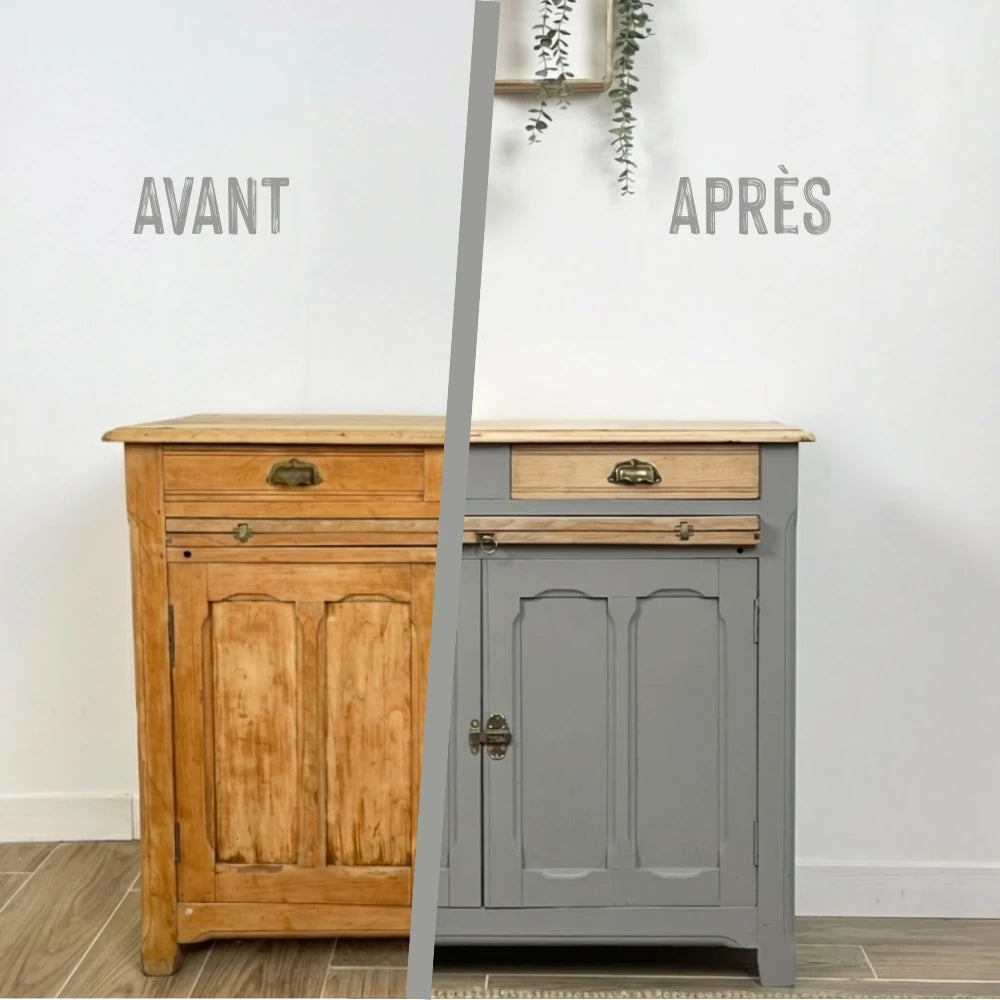 Buffet en bois relooké couleur Orage - peinture Eléonore Déco