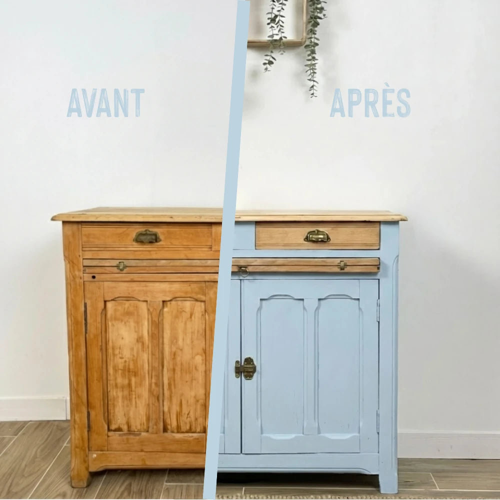 Buffet en bois relooké couleur Ostende - peinture Eléonore Déco