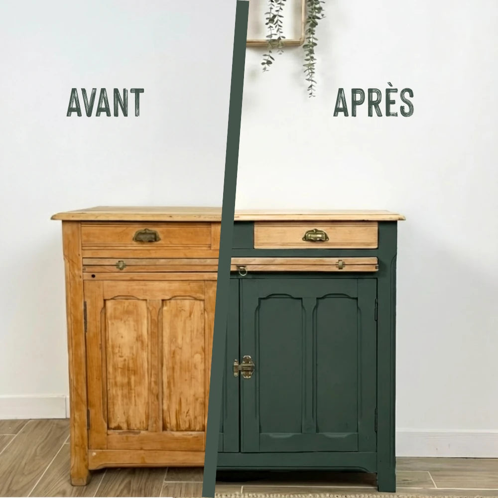 Buffet en bois relooké couleur Séquoia - peinture Eléonore Déco