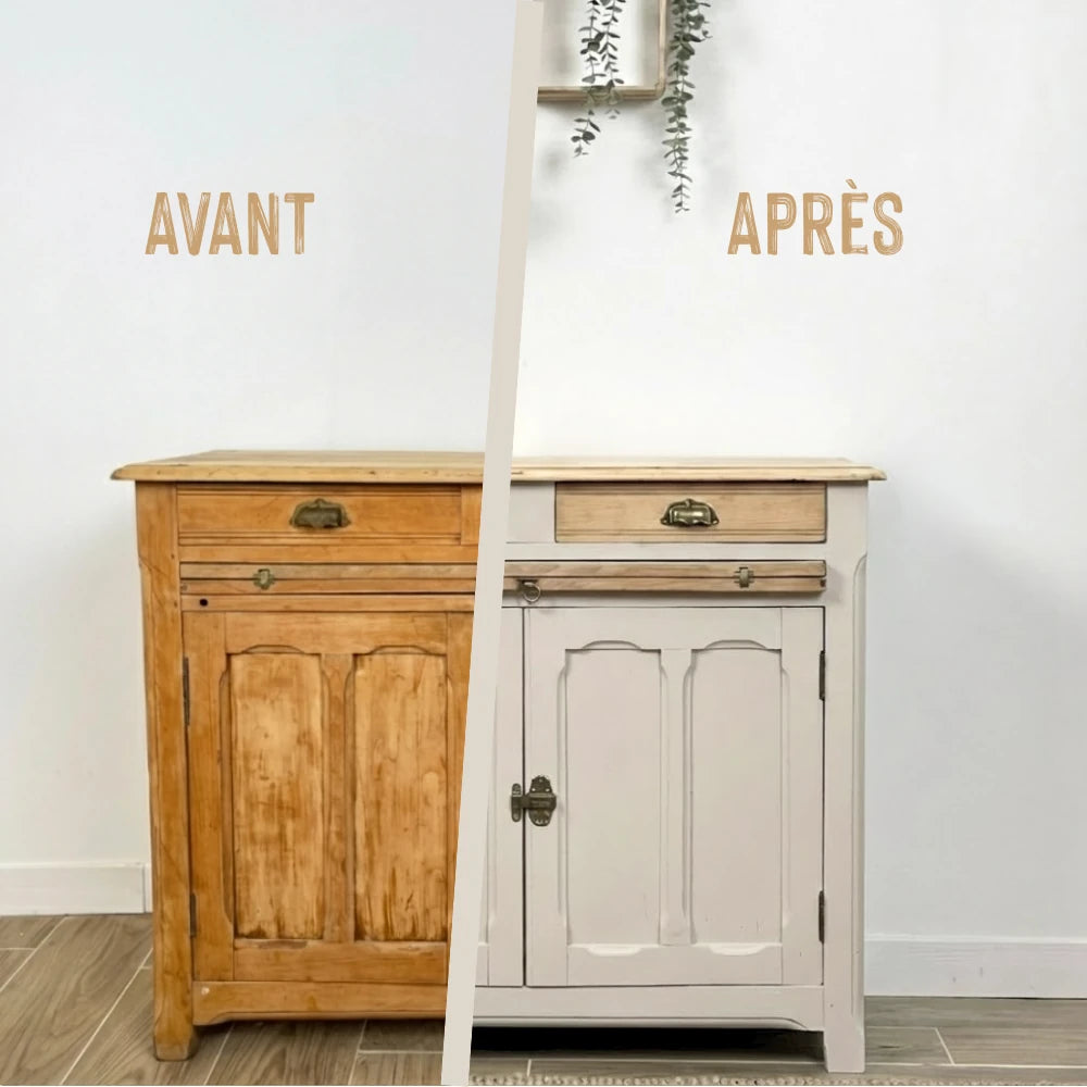 Buffet en bois relooké couleur Soie sauvage - peinture Eléonore Déco