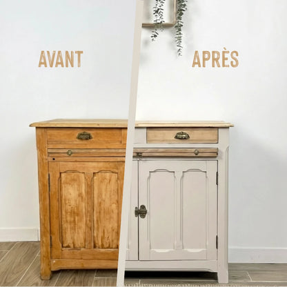 Buffet en bois relooké couleur Soie sauvage - peinture Eléonore Déco