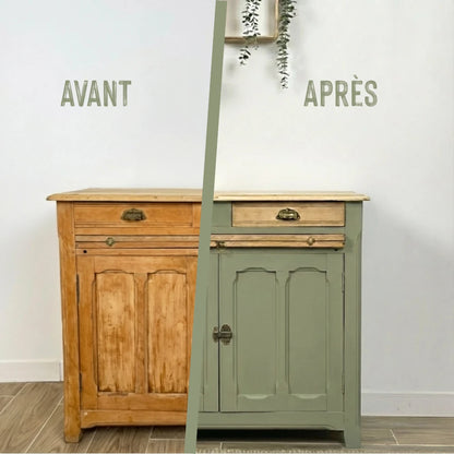 Buffet en bois relooké couleur Vert de gris - peinture Eléonore Déco