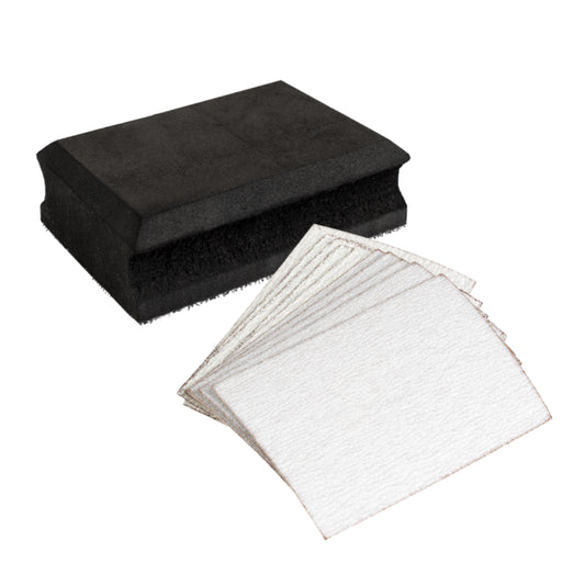 Cale à poncer auto-agrippante + lot de 10 abrasifs