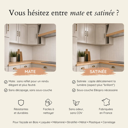 Comparatif peinture cuisine mate ou satinée Éléonore Déco