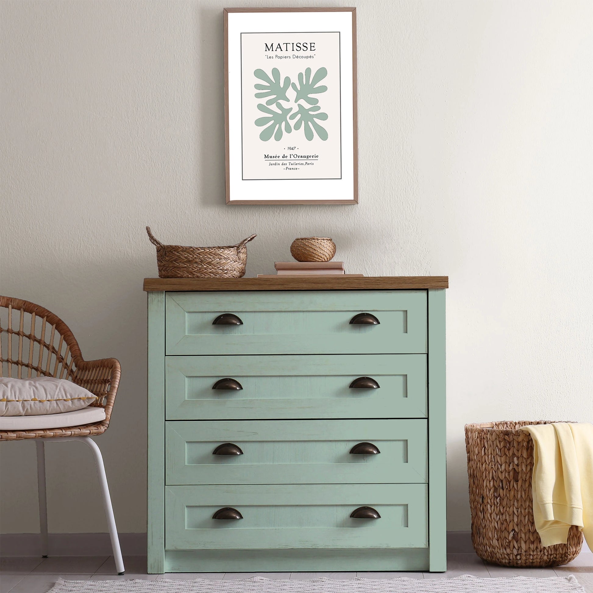 Commode relookée en couleur Jade – peinture Eléonore Déco.