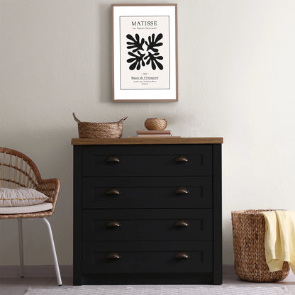 Commode relookée en couleur Noir – peinture Eléonore Déco.