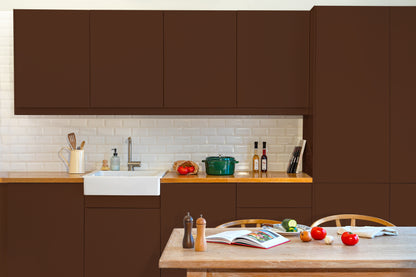 Meubles de cuisine relookés en couleur marron Chocolat viennois – peinture Eléonore Déco