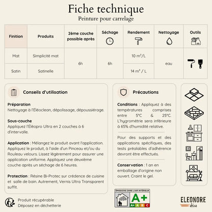 Fiche technique peinture pour carrelage Éléonore Déco