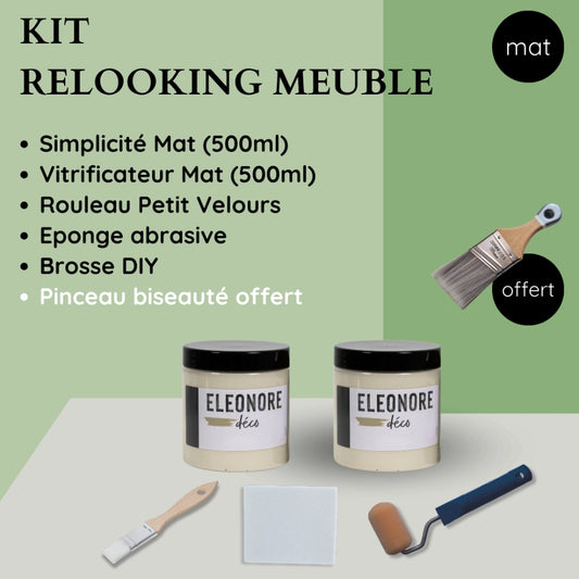 Kit Relooking Meuble Mat Pinceau biseauté offert