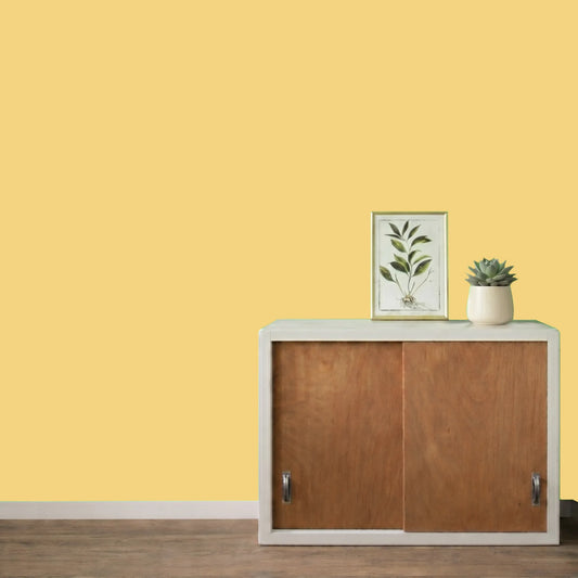 Mur repeint avec la couleur Beurre demi-sel, peinture murale Éléonore Déco;