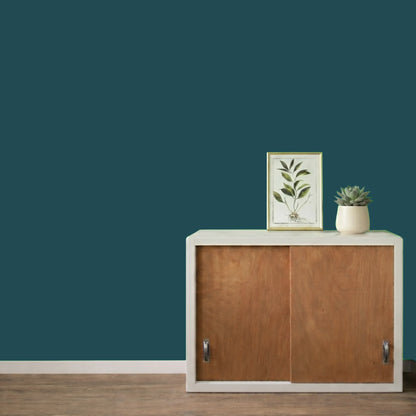 Mur repeint avec la couleur Bleu nuit, peinture murale Éléonore Déco.