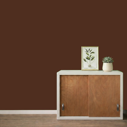 Mur repeint avec la couleur Chocolat viennois, peinture murale Éléonore Déco.