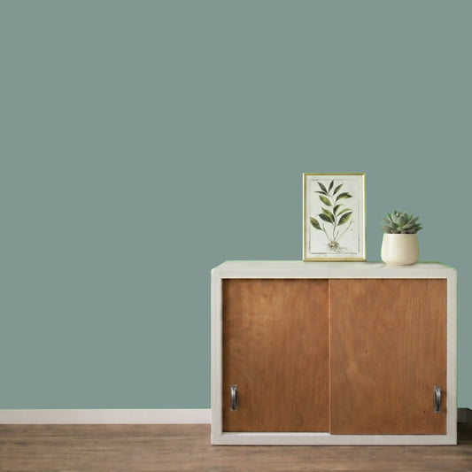 Mur repeint avec la couleur Impérial, peinture murale Éléonore Déco.