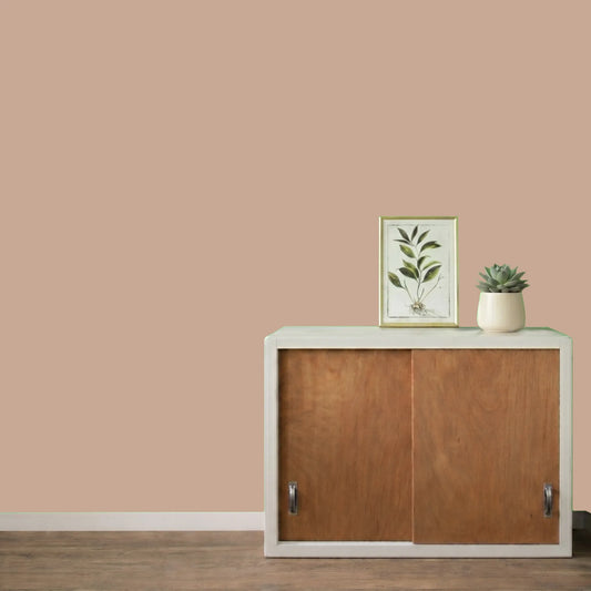 Mur repeint avec la couleur Nude, peinture murale Éléonore Déco.