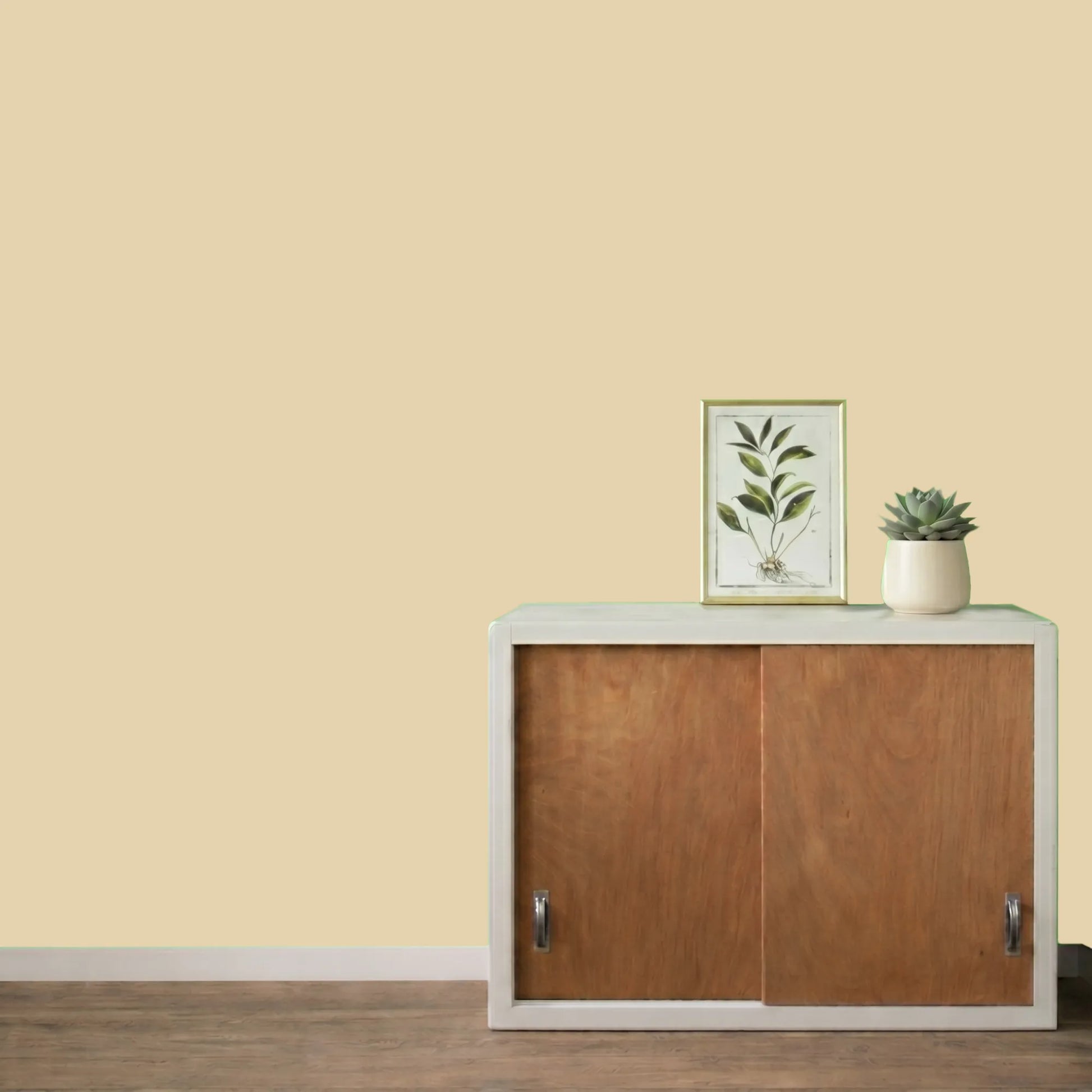 Mur repeint avec la couleur Rahpia, peinture murale Éléonore Déco.