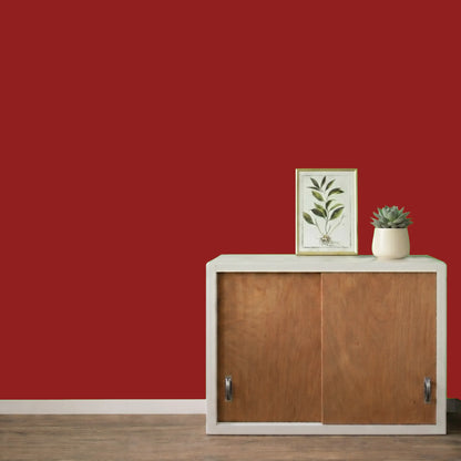 Mur repeint avec la couleur Rouge passion, peinture murale Éléonore Déco.
